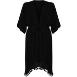 Trendyol Curve Black Tasseled Woven Kimono & Kaftan | shoptok.hr