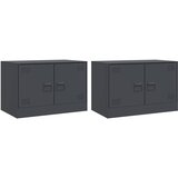 Furnova TV omarica 2 kosa antracitna 67x39x44 cm jeklo, (21922797) | Shoptok.si