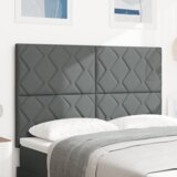 vidaXL LED vzglavje z geometrijskim dizajnom temno sivo 144 cm tkanina | Shoptok.si