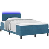 vidaXL Box spring postelja z vzmetnico in LED temno modra 120x200 cm žamet, (22050933) Cene