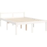  Kreveta s uzglavljem bijeli 140 x 190 cm od masivnog drva | shoptok.hr