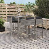 The Living Store Vrtna barska garnitura z blazinami 5-delna siv poli ratan - Vrtna Barska Garnitura, (21470282) | Shoptok.si