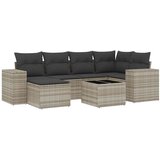 Maison Chic Seti vrtnega pohištva - Vrtna garnitura - Vrtni pohištvo set 7-delna z blazinami siv poli ratan, (21802354) | Shoptok.si