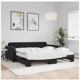 vidaXL Dnevni krevet na razvlačenje s madracima crni 100x200 cm baršun | shoptok.hr