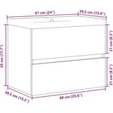 vidaXL Ormarić s ugrađenim umivaonikom boja hrasta 61x39,5x49 cm | shoptok.hr