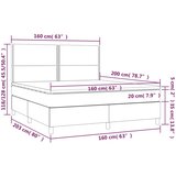  Box spring postelja z vzmetnico temno siva 160x200 cm žamet, (20899609) | Shoptok.si