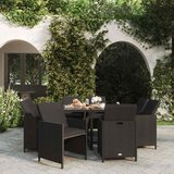  9-dijelni vrtni blagovaonski set s jastucima crni od poliratana Crna Dužina stola 109 cm | shoptok.hr