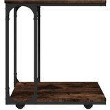vidaXL stranska mizica s kolesi dimljen hrast 50x35x55,5 cm inžen. les | Shoptok.si