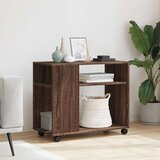 vidaXL Bočni stolić s kotačima boja smeđeg hrasta 70x35x60 cm drveni | shoptok.hr