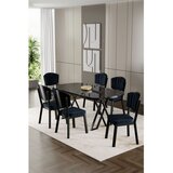 Hanah home trpezarijski set Flori, sto i 6 stolica, ploča u dekoru crnog mermera, antracit tkanina Babyface | Eponuda.com