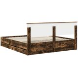  Krevetna konstrukcija s ladicama Dimljeni hrast 180 x 200 cm | shoptok.hr