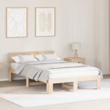 vidaXL posteljni okvir z naslonom 140x190 cm Trden borov les | Shoptok.si