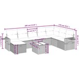vidaXL 9-dijelni set vrtnih sofa od poliratana s jastucima svjetlosivi | shoptok.hr
