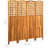 vidaXL Sobna pregrada s 4 panela 161 x 2 x 170 cm masivno drvo bagrema Cijene