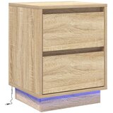 vidaXL Noćni ormarić s LED svjetlima Sonoma hrast 39x34.5x50 cm | shoptok.hr