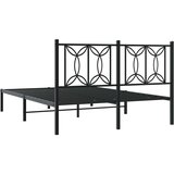vidaXL Kovinski posteljni okvir z vzglavjem črn 135x190 cm | Shoptok.si