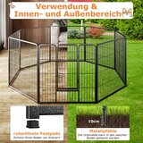 Kućni ljubimci Ograda za pse s metalnim, crnim ogradnim prostorom za pse, visine 80 cm, sklopiva, 8 dijelova | shoptok.hr