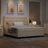  LED Box Spring Krevet s madracem Krema 180 x 200 cm tkanina | shoptok.hr