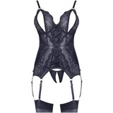 Cottelli čipkasto sjajni otvoreni top i tange (crni) - L | shoptok.hr