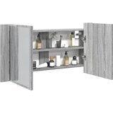 Furnova LED kopalniška omarica z ogledalom siva sonoma 90x12x45 cm, (21947297) Cene