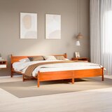 vidaXL Posteljni okvir brez vzmetnice vošč. rjav 200x200 cm borovina, (21532039) | Shoptok.si