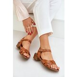 Zazoo Leather Sandals On A Delicate Heel Brown 40372 Cijene