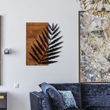 Wallity Leaf3 metal decor blackwalnut decorative wooden wall accessory | ePonuda.com