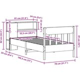  Krevet s regalom za knjige bez madraca bijeli 75x190cm borovina | shoptok.hr