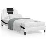 vidaXL Posteljni okvir z vzglavjem bel in črn 90x200 cm umetno usnje | Shoptok.si