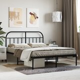 vidaXL Metalni okvir za krevet s uzglavljem crni 135x190 cm Cijene