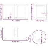  Noge za klub stolić T-oblika 2 kom Bijele 40x25x(30-31) cm Čelik | shoptok.hr