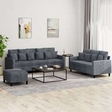 vidaXL Sedežna garnitura 3-delna z blazinami temno siv žamet | Shoptok.si