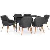  7-dijelni vrtni blagovaonski set s jastucima crni | shoptok.hr
