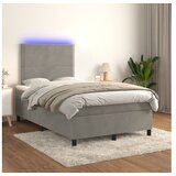  Krevet box spring s madracem LED svjetlosivi 120x200 cm baršun | shoptok.hr