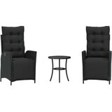  3-dijelni bistro set s jastucima crni od poliratana - Crna 1 | shoptok.hr