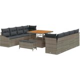  11-delni Vrtni Sofac Set z Blazinami Sivi Poli Ratan Acacia | Shoptok.si