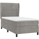 Box spring postelja z vzmetnico svetlo siva 90x200 cm žamet, (20900231) | Shoptok.si