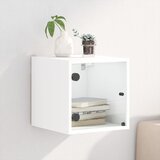  Noćni ormarić sa staklenim vratima bijeli 35 x 37 x 35 cm | shoptok.hr