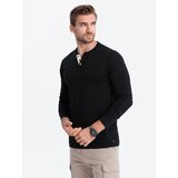 Ombre HENLEY men's neckline longsleeve - black Cene