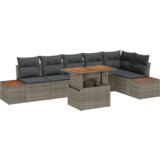 vidaXL Set vrtnih sofa od 7 dijelova s jastučićima sivi poli ratan | shoptok.hr