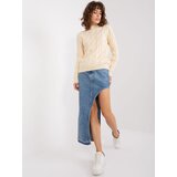 Fashion Hunters Creamy women's sweater with cables Cene