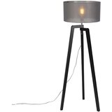 QAZQA Stojalo za talno svetilko črnega lesa s sivo senco 50 cm - Puros | Shoptok.si