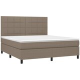  box spring s madracem LED smeđesivi 160x200 cm tkanina | shoptok.hr