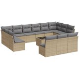 Maison Chic Seti vrtnega pohištva - Vrtna garnitura - Vrtni pohištvo set 14-delna z blazinami bež poli ratan, (21809835) | Shoptok.si
