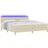 vidaXL Postelja s Box Spring z vzmetnico & LED krem 200x200 cm tkanina, (22081216) | Shoptok.si