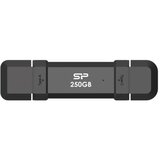 SiliconPower Portable Stick-Type SSD 250GB, DS72, USB 3.2 Gen 2 Type-C/Type-A, Read up to 1050MB/s, Write up to 850MB/s, Black | ePonuda.com