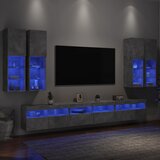  7-dijelni set zidnih TV ormarića s LED svjetlima boja betona | shoptok.hr
