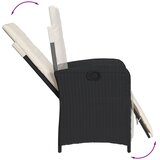  7-dijelni vrtni blagovaonski set s jastucima crni od poliratana Crna Dužina stola 160 cm | Shoptok.si