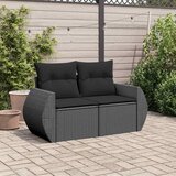  Vrtna sofa s jastucima za 2 osobe, crna, poli ratan | shoptok.hr