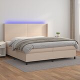  box spring madrac LED cappuccino 200x200cm umjetna koža | shoptok.hr
